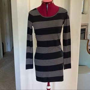 H&M divides black and gray striped dress